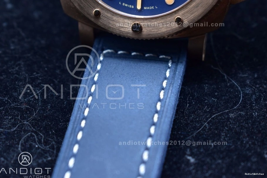 974 Blue Strap Bronzo P.900 Best Breathable Calfskin on PAM1074 VSF W Dial Blue Clone Edition 1:1 0112